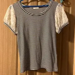 半袖Tシャツ レース袖　ボーダー