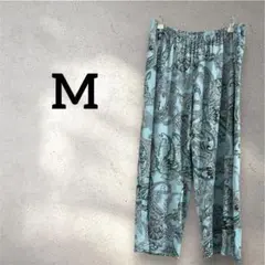 【M】ペイズリー柄 リラックスパンツ 水色