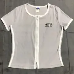 90's Minerva y2k y3k ジップシャツ M グレー 半袖 古着