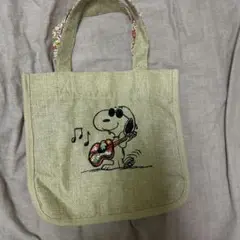 スヌーピー ギター刺繍 トートバッグ