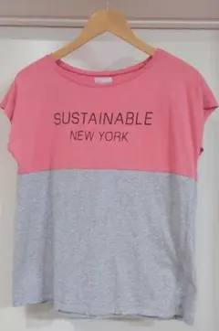 SUSTAINABLE NEW YORK 半袖Tシャツ ピンク/グレー