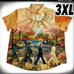 (484)3XL ビートルズアロハアビーロード　ゆったりオーバーサイズメンズ半袖