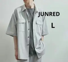 JUNREDジュンレッド　フラップポケットビッグシャツ Lライトグレー