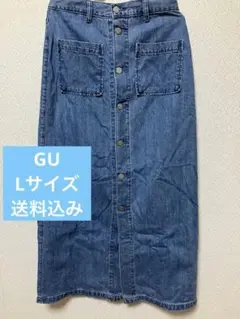 GUデニムブルー ボタンフロント デニムスカートLサイズ　送料込み
