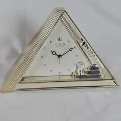 【昭和レトロ】CITIZEN 三角形置時計 シルバー