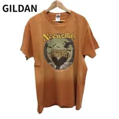 ギルダン　Neewollah Tシャツ プリント　丸首　ロゴ　オレンジ　半袖