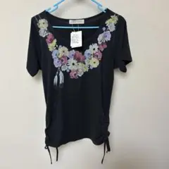 花柄刺繍 半袖Tシャツ Fサイズ