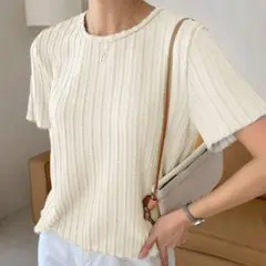 SHEIN Dazy レタスカットテキスチャーソリッドTシャツ