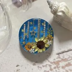 星降る海-1 ハンドメイド レジン ヘアゴム ブローチ ポニーフック キーホルダ