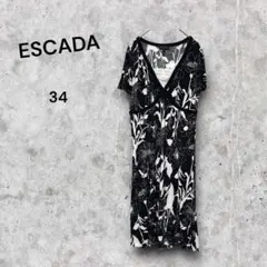 ESCADA フラワープリント ワンピース 34 ひざ丈　花柄