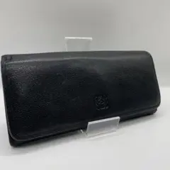 ロエベ レザー 長財布 アナグラム カデナ バイカラー ネイビー ピンク