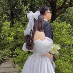 シフォンリボン パール クリップ ウエディング ブライダル 結婚式 ホワイト
