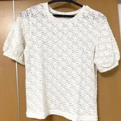 《GU 》レース編み 半袖トップス ホワイト《夏から秋用》