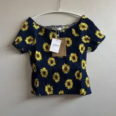 新品　トップス　半袖　ブラウス　ひまわり　花柄 しまむら　シャツ　130 140