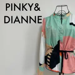 【美品】PINKYu0026DIANNE カラーブロックプリントブラウス トップス