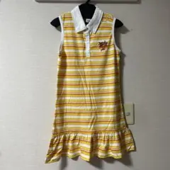 しまむら　襟付き ノースリーブ　ボーダーワンピース　オレンジ　160cm