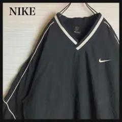NIKEナイキ ナイロンジャケット 刺繍ロゴ スウォッシュ ビッグシルエット 黒