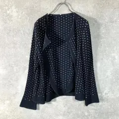 T-PLEATS　プリーツカーディガン　ネイビー　ドット　羽織り　アコーディオン