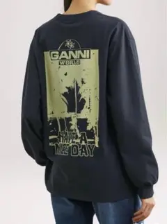 GANNI ダークグレー ロングスリーブ Tシャツ