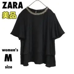 【美品】ZARA ザラ ブラウス フリル 装飾 きれい 上品 高級【M】c259