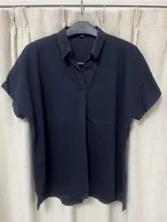 ユニクロ　オーバーサイズスキッパーポロシャツ　ネイビー　L