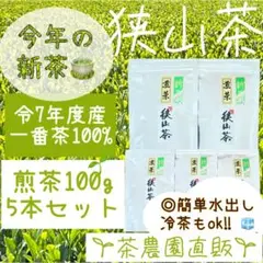 【新茶】狭山茶☆茶畑直販 煎茶5本(令7年産)一番茶 深蒸し茶 緑茶日本茶お茶