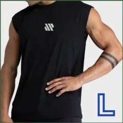 タンクトップ　メンズ　トレーニングウェア　ジム　トレーニング　速乾　L　黒