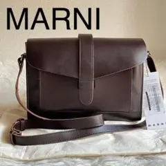 ✨激レア極美品✨ マルニ トランク ショルダーバッグ ロゴ レザー ブラウン