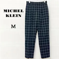 【美品】ミッシェルクラン　チェックパンツ　M ブラック　レディース　ポケット付き