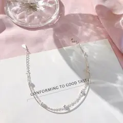即売れ商品♡　ダブル　チェーン　ブレスレット　シルバー　シンプル　フォーマル