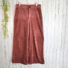 GU　パンツ　レディース　コーデュロイ　ワイドパンツ　XLサイズ　レンガ色