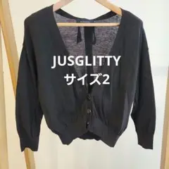 JUSGLITTY ブラック 黒 Vネック カーディガン 薄手 春夏