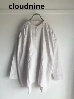 cloudnine フラワー刺繍 ストライプシャツ 長袖