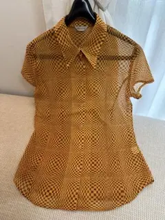 GigoLette オレンジ半袖シャツ レトロシャツ　昭和レトロシャツ