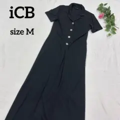 【iCB】　アイシービー　ロングワンピース　ストレッチ　シャツワンピース　M