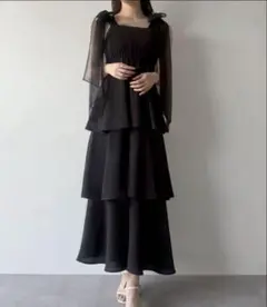 mipiarl チュールリボンティアードキャミワンピース M最終値下げ
