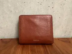 【美品】FOSSIL 二つ折り財布 ブラウン レザー