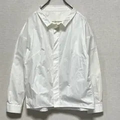 ザシンゾーン　ワイドシャツブラウス　ボックスシルエット　比翼ボタン　白　34