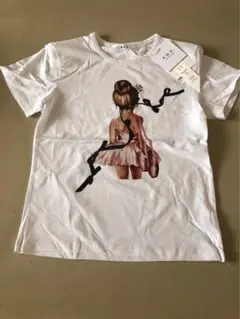 ホワイト 女の子イラスト Tシャツ 新品