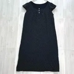 UNIQLO ユニクロ　フレンチスリーブ ドット柄ロングワンピース　M