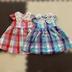 SLAP SLIP チェック柄ワンピース 双子　リンクコーデ　おそろい
