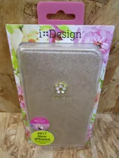 （新品） iPhone X用　手帳型 book型ミラー付シャイニー素材ケース