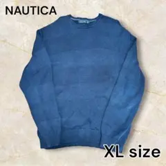 美品 NAUTICA ノーティカ ネイビー セーターニット 刺繍ロゴ