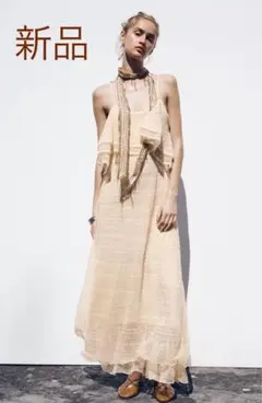新品タグ付！ZARA ザラ＊POINTELLEニットフリルワンピース　L