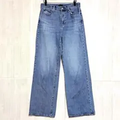 UNIQLO ユニクロ　ワイドストレートジーンズ　青　25