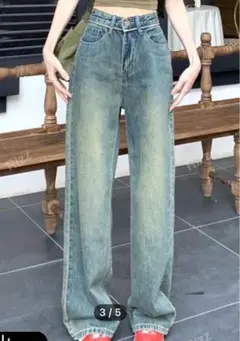 ライトブルー ストレートデニム ハイウエスト