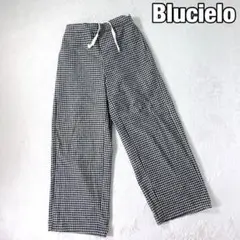 【Blucielo】千鳥格子 ストレートパンツ Fサイズ ウエストゴム ワイド