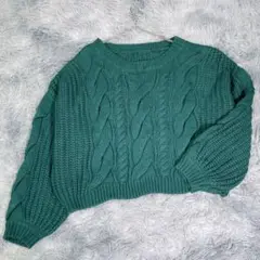 GRL【F】ケーブル編みニット　セーター　グリーン　厚手　秋冬　レディース