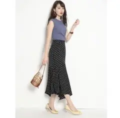 美品★ 【マイストラーダ】 切り替え フレアスカート （S） ドット ビジュー