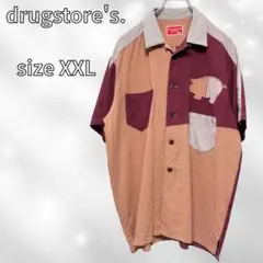 drug store’s ブロックチェック 半袖シャツ 2L